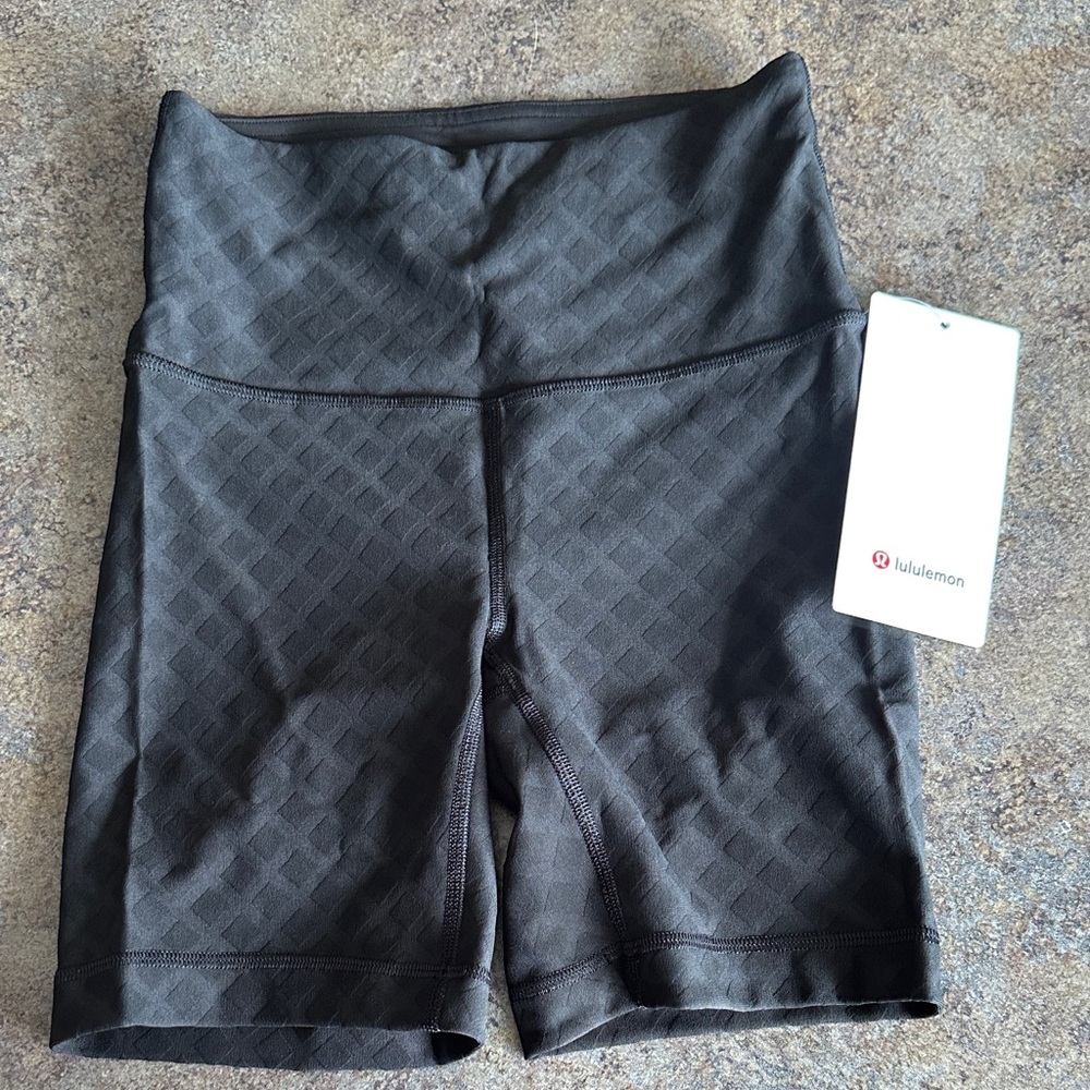 lululemon athletica Black Textured High-Rise Bike Shorts